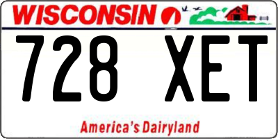 WI license plate 728XET