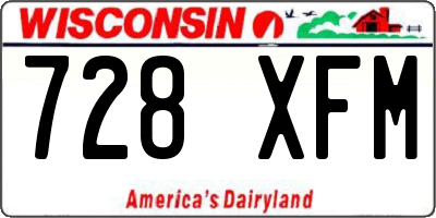 WI license plate 728XFM
