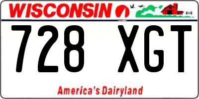 WI license plate 728XGT