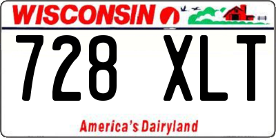 WI license plate 728XLT