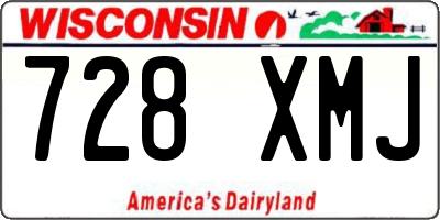 WI license plate 728XMJ