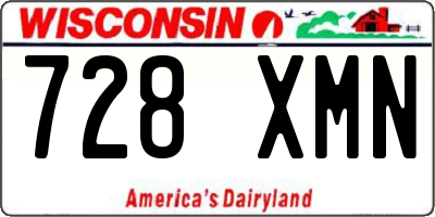 WI license plate 728XMN