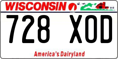 WI license plate 728XOD
