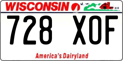 WI license plate 728XOF
