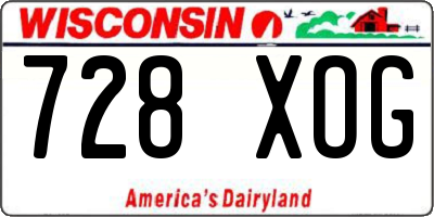 WI license plate 728XOG