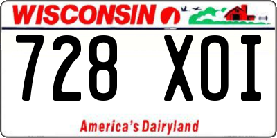 WI license plate 728XOI