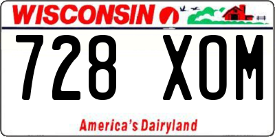 WI license plate 728XOM