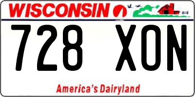 WI license plate 728XON