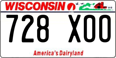 WI license plate 728XOO
