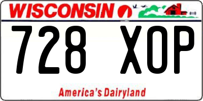 WI license plate 728XOP
