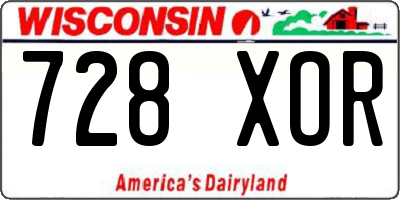 WI license plate 728XOR