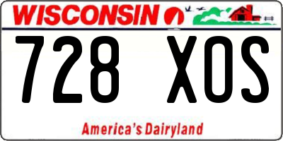 WI license plate 728XOS