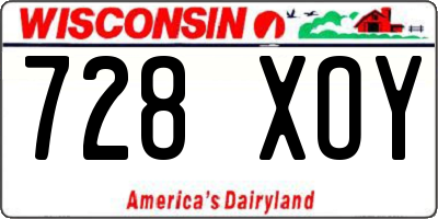 WI license plate 728XOY