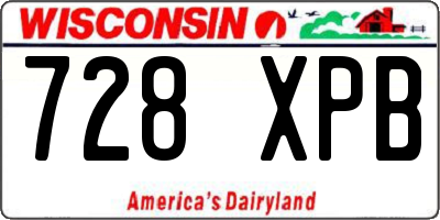 WI license plate 728XPB