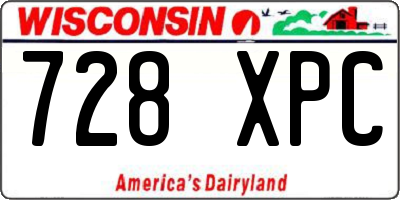 WI license plate 728XPC