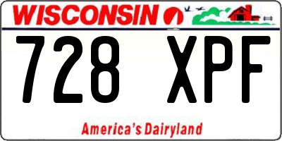 WI license plate 728XPF