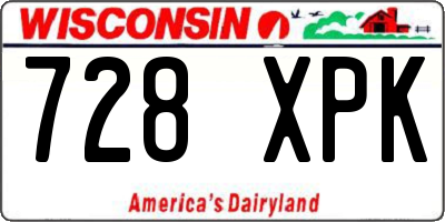 WI license plate 728XPK