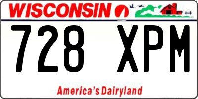 WI license plate 728XPM