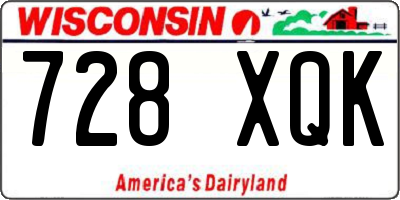 WI license plate 728XQK