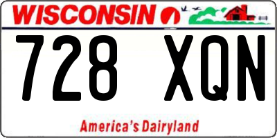 WI license plate 728XQN