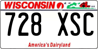 WI license plate 728XSC