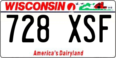 WI license plate 728XSF