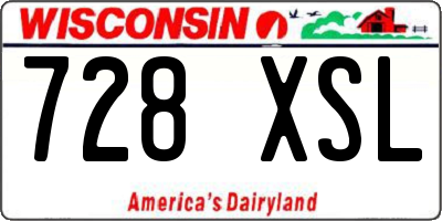 WI license plate 728XSL