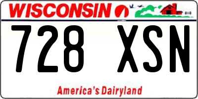 WI license plate 728XSN