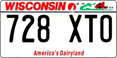 WI license plate 728XTO