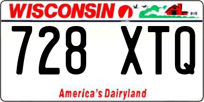 WI license plate 728XTQ