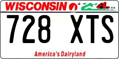 WI license plate 728XTS