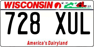 WI license plate 728XUL