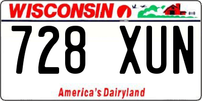 WI license plate 728XUN