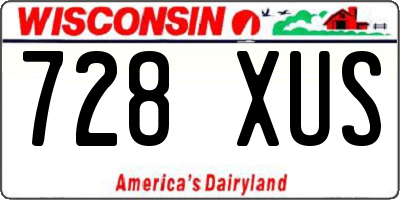 WI license plate 728XUS