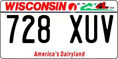 WI license plate 728XUV