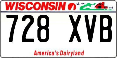 WI license plate 728XVB