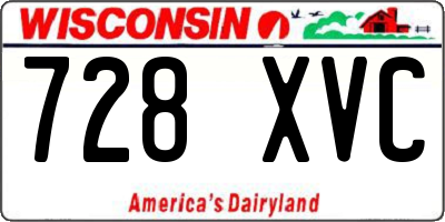 WI license plate 728XVC