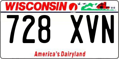 WI license plate 728XVN