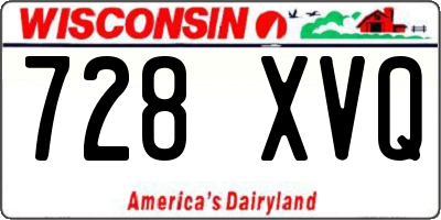WI license plate 728XVQ
