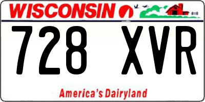 WI license plate 728XVR