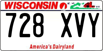 WI license plate 728XVY