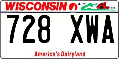 WI license plate 728XWA