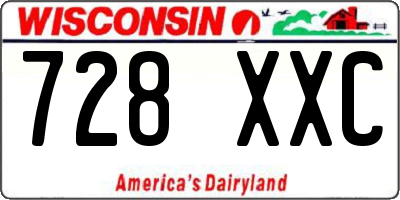 WI license plate 728XXC