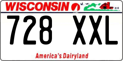 WI license plate 728XXL