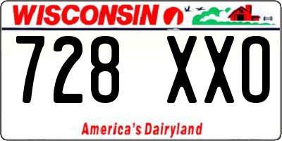 WI license plate 728XXO