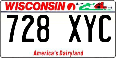 WI license plate 728XYC