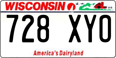 WI license plate 728XYO