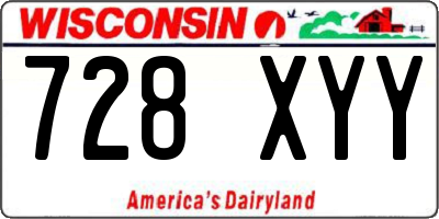 WI license plate 728XYY