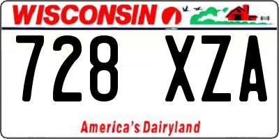 WI license plate 728XZA