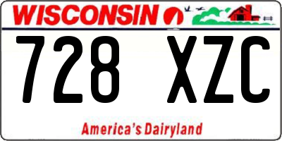 WI license plate 728XZC
